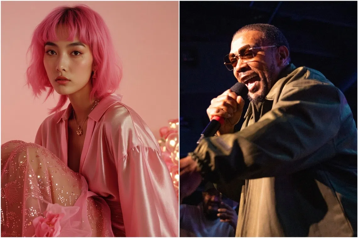 Timbaland's (right) latest protegee is a slight, swaggering pink-haired Asian singer called TaTa Taktumi.
