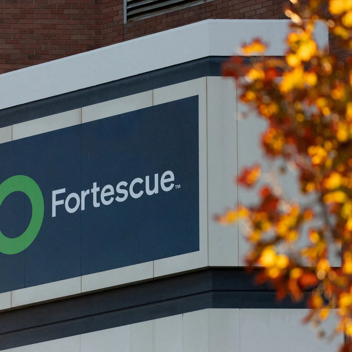 FILE PHOTO: A view shows the Fortescue logo in Perth, Australia, April 19, 2025. REUTERS/Christine Chen/File Photo/File Photo