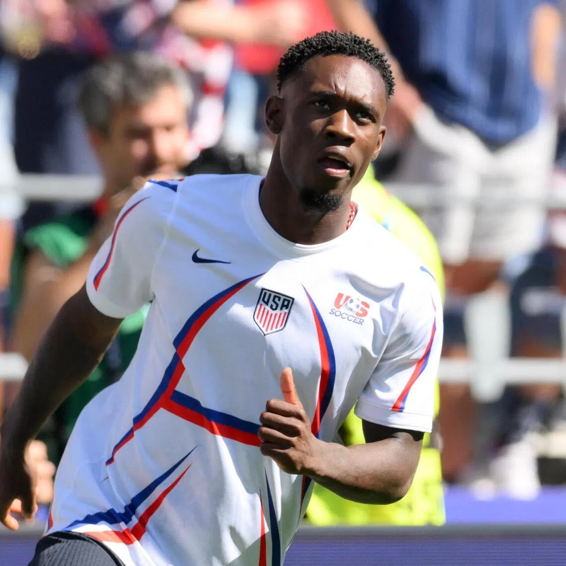 American Folarin Balogun warming up during the World Cup in North America.
