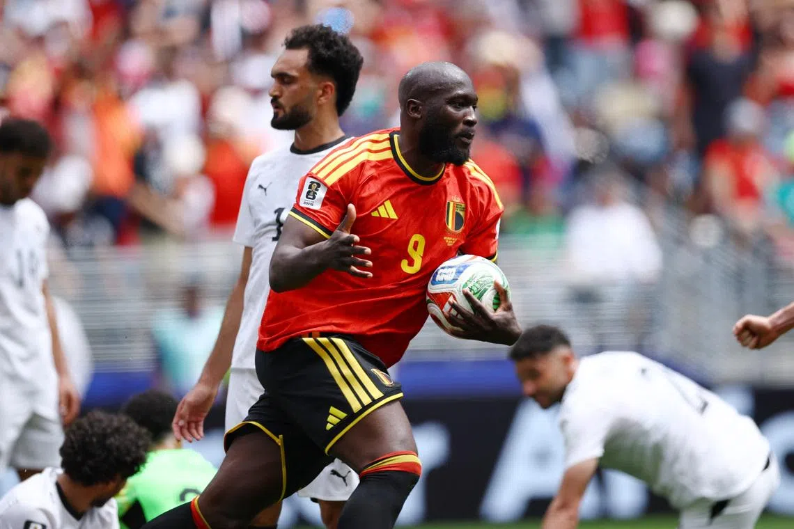 Soccer Football - FIFA World Cup 2026 - Group G - Belgium v Egypt - Seattle Stadium, Seattle, Washington, U.S. - June 15, 2026 Belgium's Romelu Lukaku celebrates after Egypt's Mohamed Hany scored an own goal for Belgium's first goal REUTERS/Agustin Marcarian