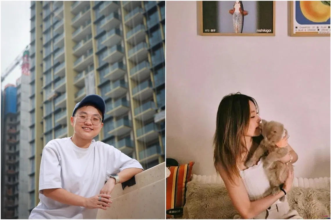 (From left) Ms Teri Tan, 32, bought a unit at Pinetree Hill which cost $2.1 million, Ms Hilda Tan paid $910,000 for a 635 sq ft condo unit at Waterfront Isle in Bedok Reservoir.