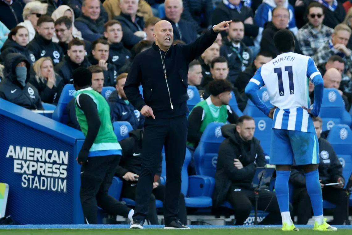 Soccer Football - Premier League - Brighton & Hove Albion v Liverpool - The American Express Community Stadium, Brighton, Britain - March 21, 2026 Liverpool manager Arne Slot reacts Action Images via Reuters/Paul Childs