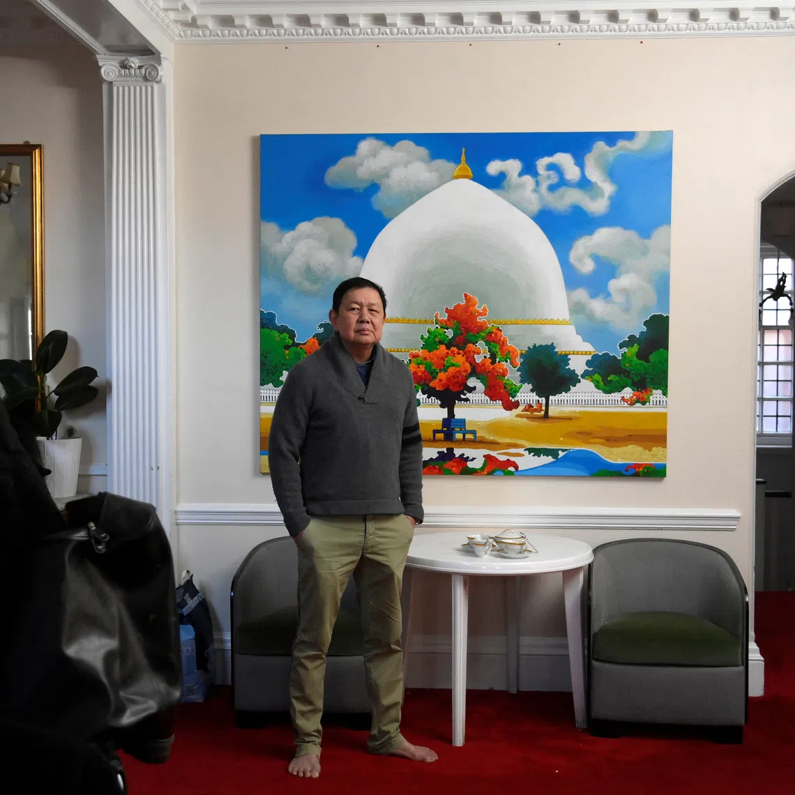Ex-ambassador of Myanmar to Britain, Kyaw Zwar Minn, poses for a portrait on Jan 31, 2023 at the diplomatic residence in London where he has remained since a new regime in Myanmar took over the running of the country in 2021.