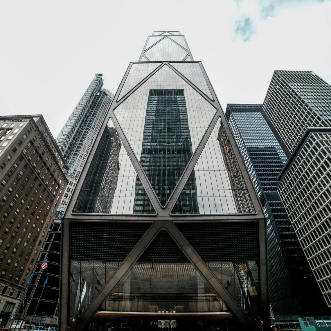 FILE PHOTO: General view of the JPMorgan Chase & Co., headquarters in New York City, U.S., April 1, 2026. REUTERS/Eduardo Munoz/File Photo