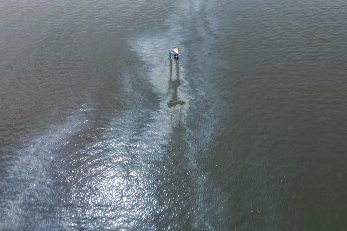 An oil slick in Manila Bay on July 29. A sunken tanker off Manila leaves the Philippines facing the possibility of its worst oil spill ever.