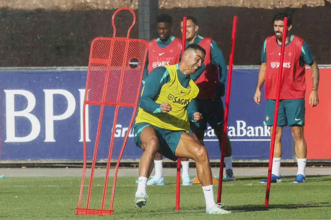 Cristiano Ronaldo during a training session with Portugal. The 39-year-old is still playing on for his nation and insisted that he will move on "when the time comes".