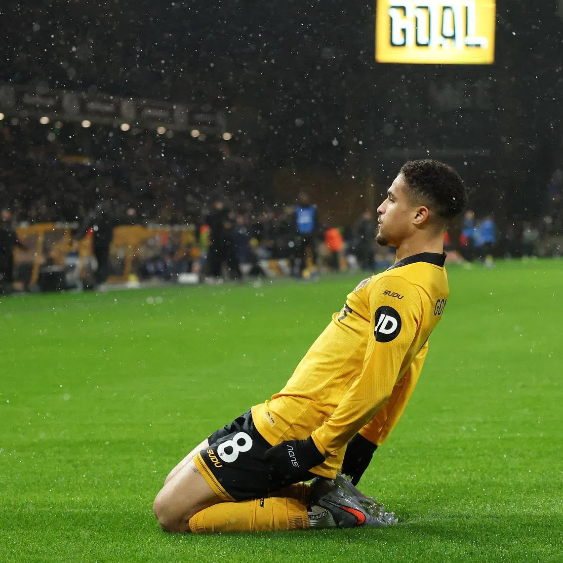 Soccer Football - Premier League - Wolverhampton Wanderers v Aston Villa - Molineux Stadium, Wolverhampton, Britain - February 27, 2026 Wolverhampton Wanderers' Joao Gomes celebrates scoring their first goal Action Images via Reuters/Andrew Boyers