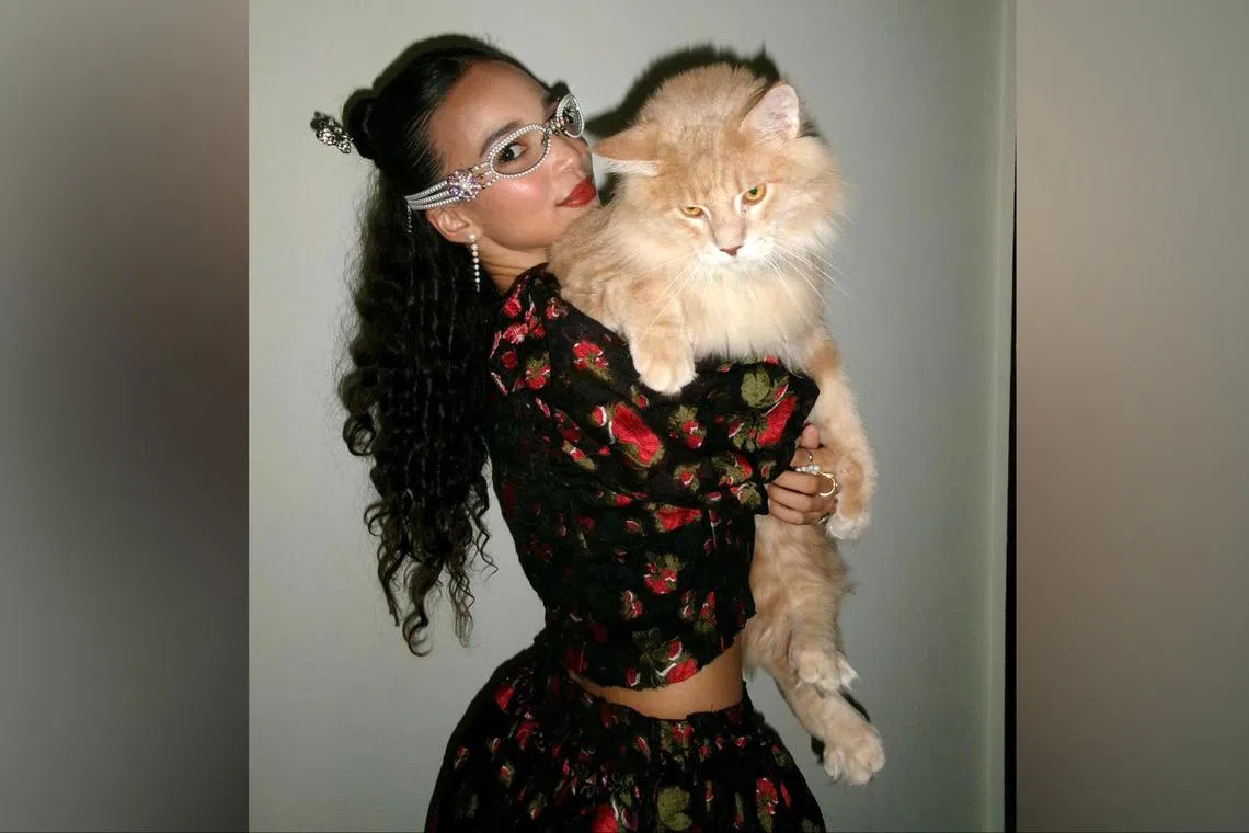 Singer Iman Fandi and Rome, her four-year-old Maine Coon.