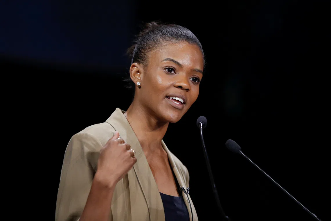 US activist Candace Owens delivers a speech during the Convention de la Droite meeting in Paris, France, September 28, 2019. REUTERS/Benoit Tessier