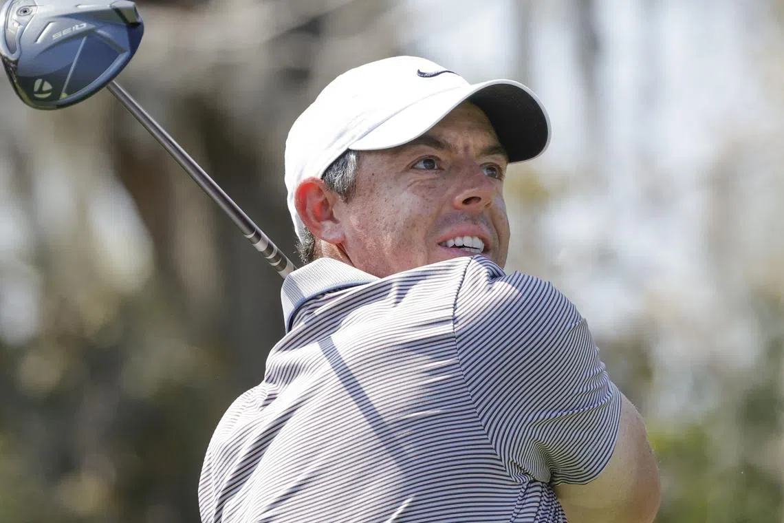 Mar 8, 2025; Orlando, Florida, USA; Rory McIlroy plays his shot from the third tee during the third round of the Arnold Palmer Invitational golf tournament at Bay Hill. Mandatory Credit: Reinhold Matay-Imagn Images/ File Photo
