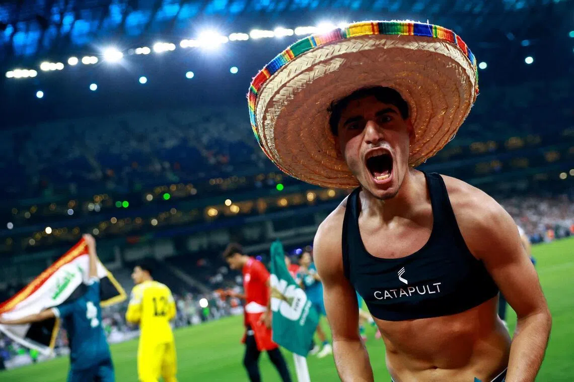 Marko Farji celebrating after Iraq qualify for 2026 World Cup with a 2-1 win over Bolivia in an intercontinental play-off at the Estadio BBVA in Monterrey, Mexico, on March 31, 2026.