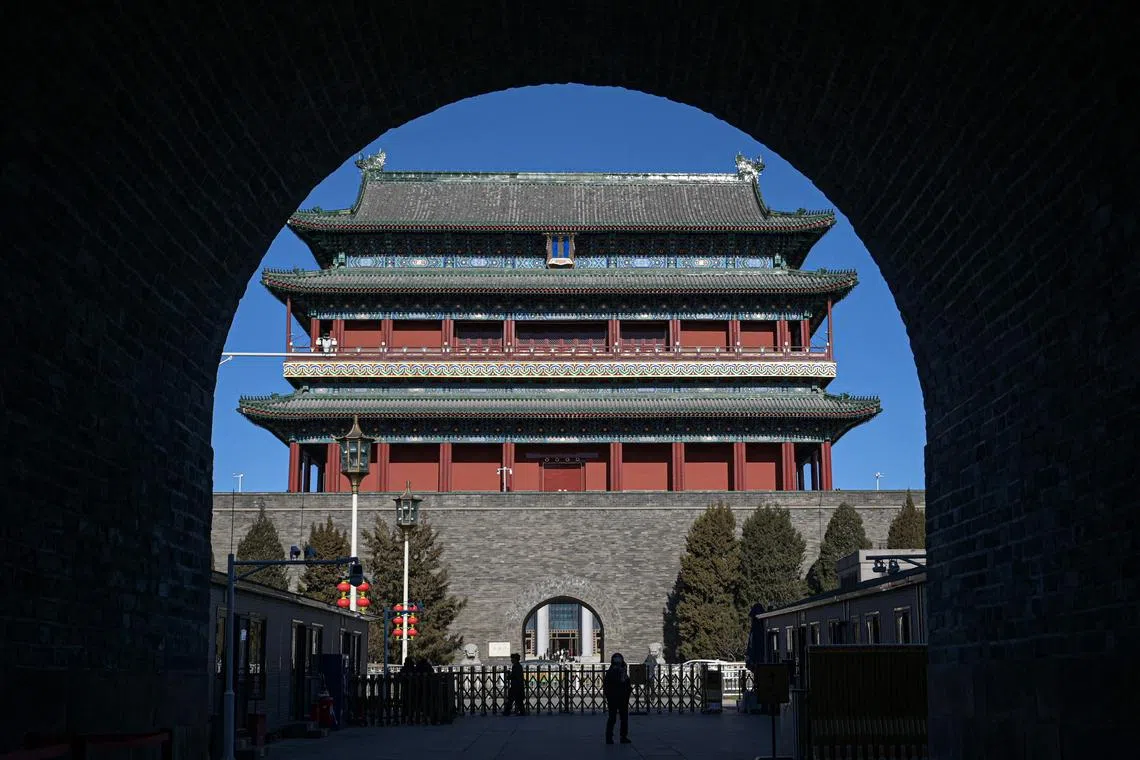 People visit Zhengyangmen Gate, the ancient watchtower south of Tiananmen Square, in Beijing on Jan 9. 