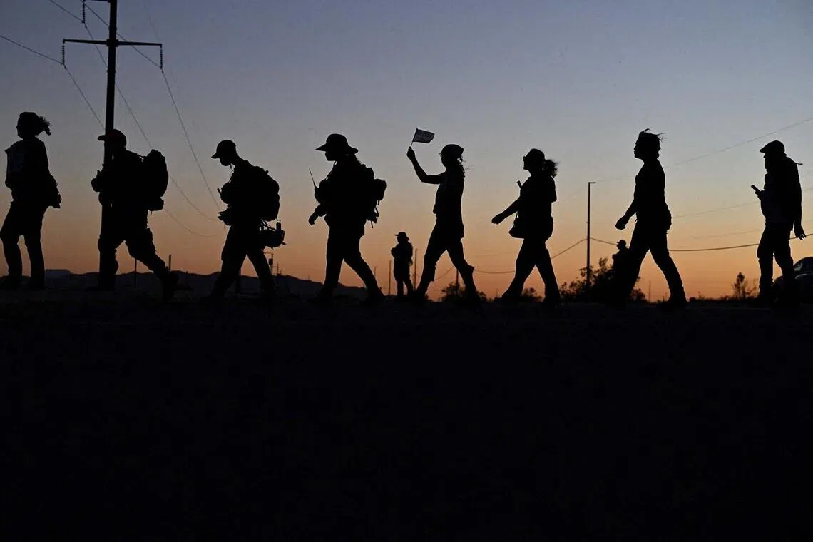 Demonstrators protest outside Eloy Detention Centre, calling for the release of Arbella "Yari" Rodriguez Marquez, who is critically ill due to leukemia, and all LGBTQIA+ migrants on the anniversary of the Stonewall Uprising in Eloy, Arizona, U.S., June 28, 2026. REUTERS/Caitlin O'Hara TPX IMAGES OF THE DAY