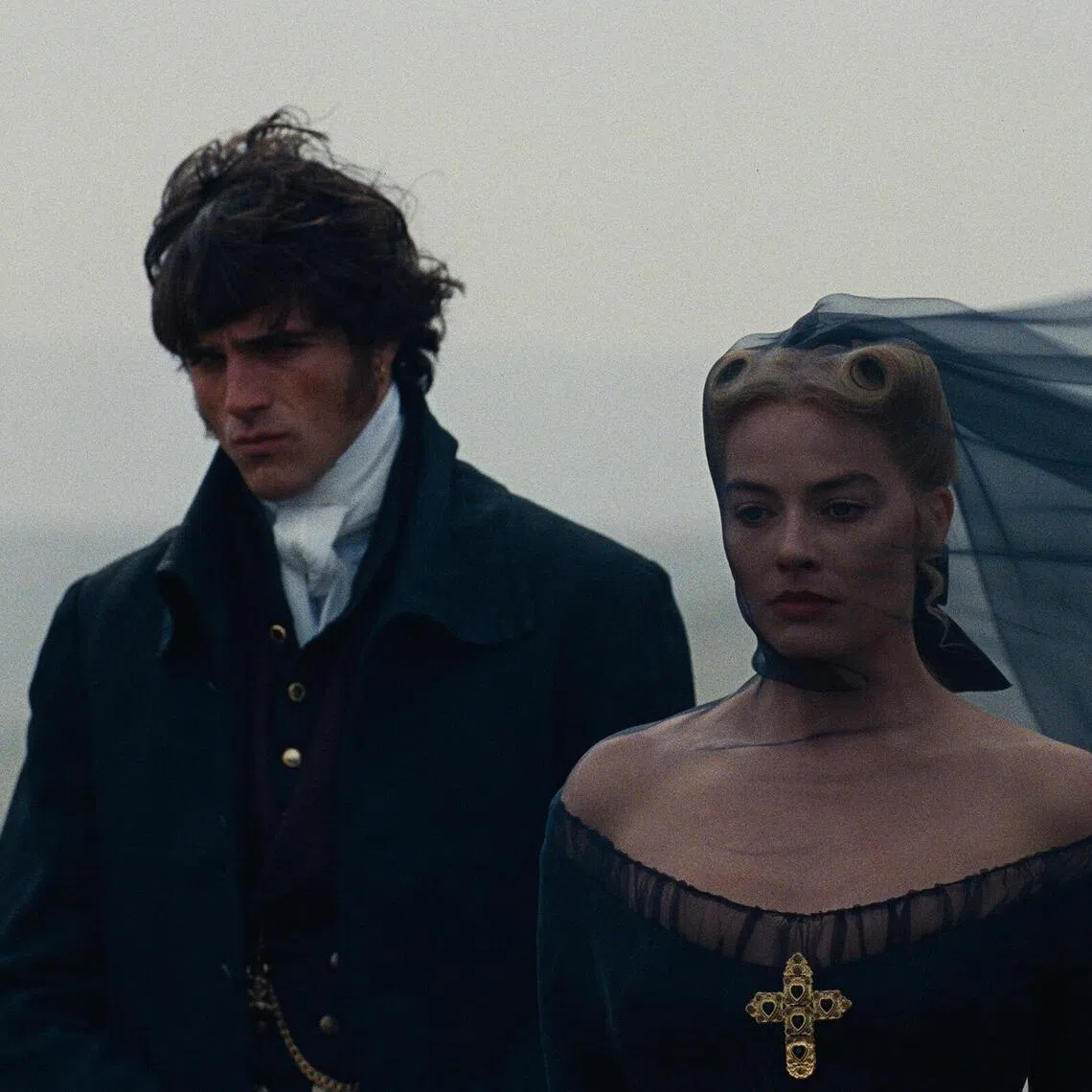 Margot Robbie and Jacob Elordi in Wuthering Heights