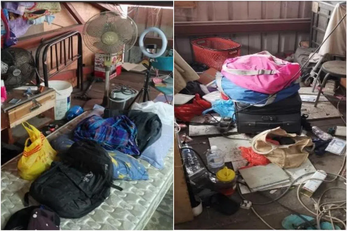 The conditions of the makeshift two-storey shed in Choa Chu Kang Track 14 was also said to be filthy.