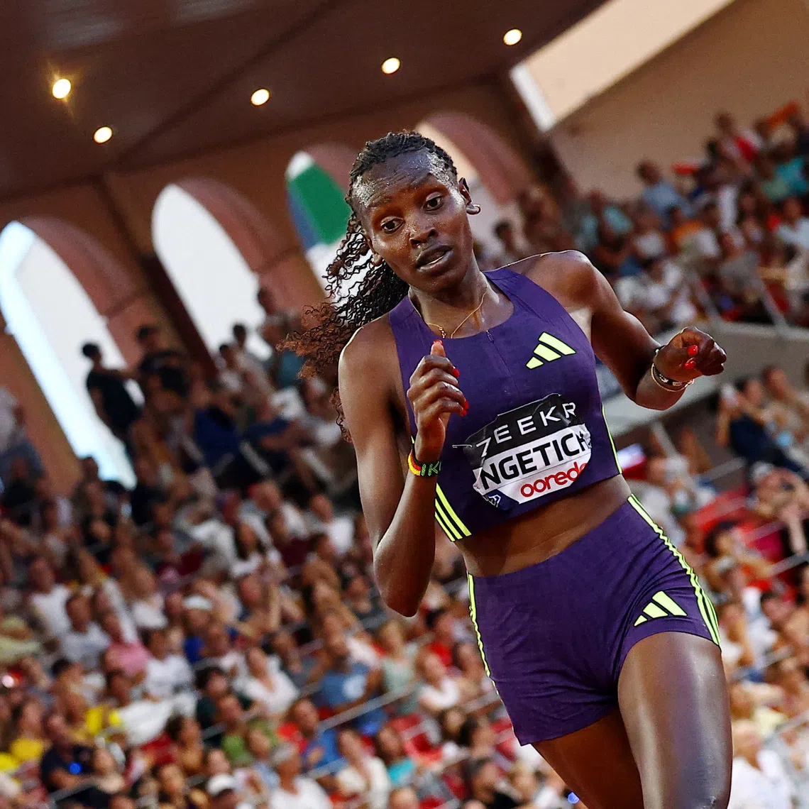 Kenyan runner Agnes Ngetich (above) took 50 seconds ahead of her compatriot Veronica Loleo.