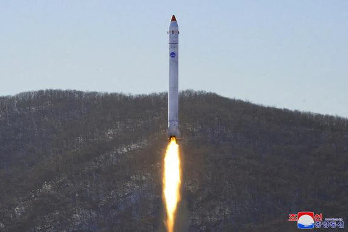 View of what appears to be a test related to the development of a reconnaissance satellite in this undated photo released on Dec 19, 2022 by North Korea's Korean Central News Agency (KCNA).  