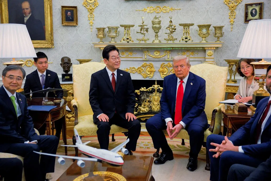 South Korean President Lee Jae Myung meeting US President Donald Trump at the White House on Aug 25.
