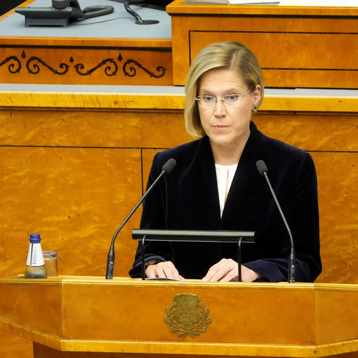 Estonian presidential candidate Ulle Madise addresses the parliament in Tallinn, Estonia September 2, 2026. REUTERS/Ints Kalnins