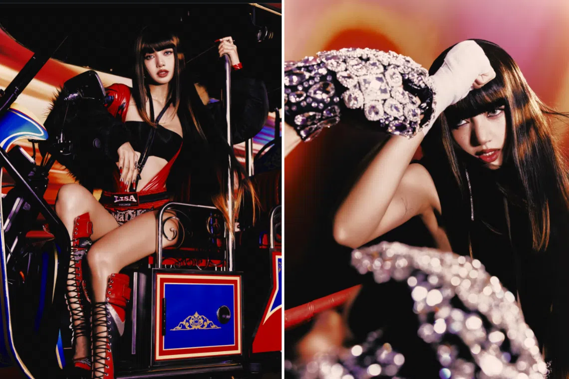Newly released images show Lisa in a contemporary take on Muay Thai attire, including boxing shorts with “LISA” embroidered prominently across the waistband.