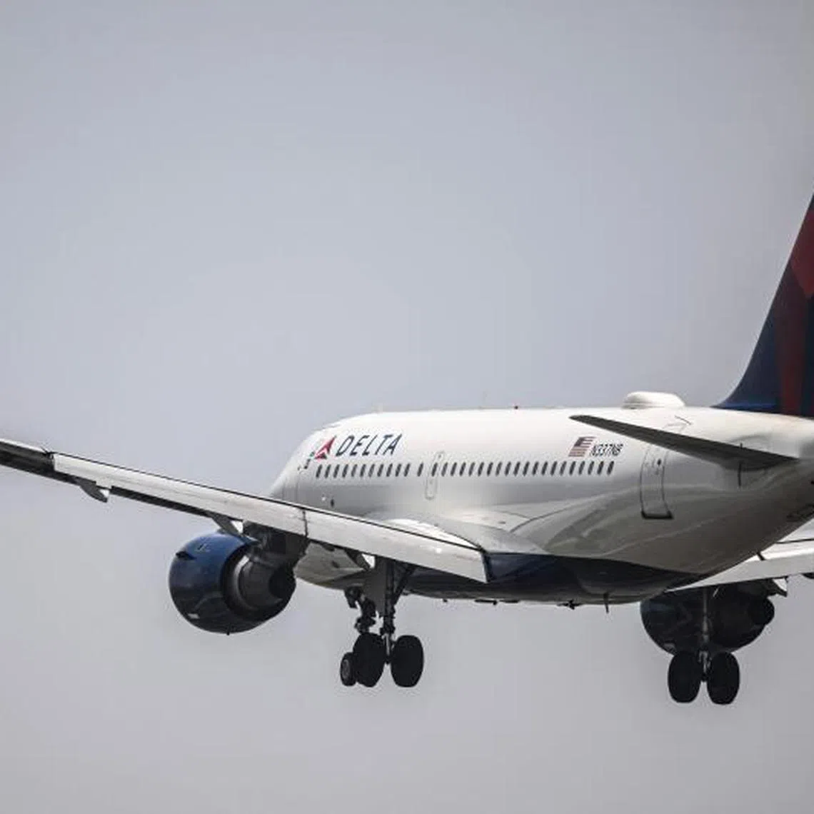 A plane of US airline Delta approaches for landing at Benito Juarez International Airport in Mexico City on July 22, 2025.