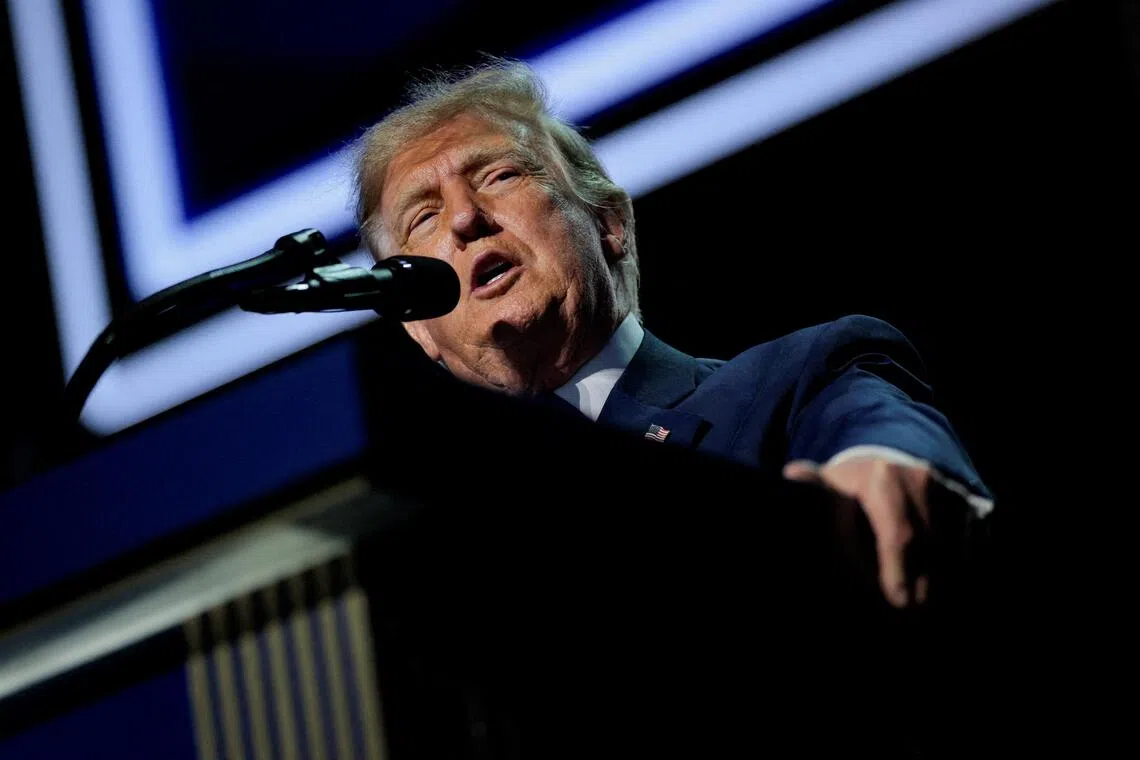 US President Donald Trump speaks at the Republican National Midterm Convention in Dallas, Texas, on Sept 9.