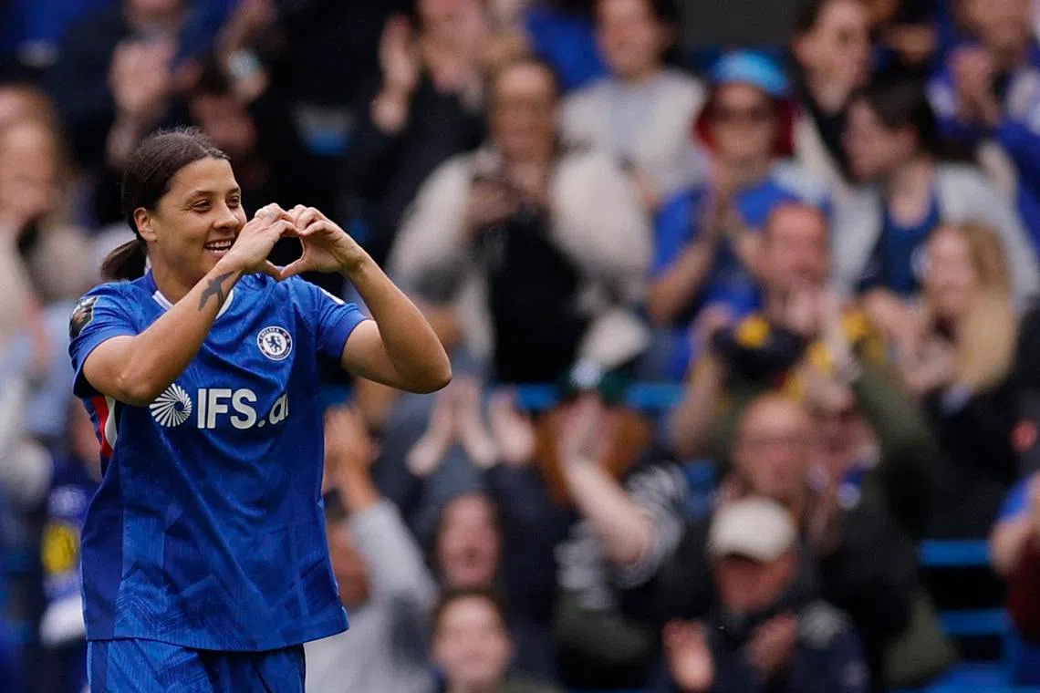 Soccer Football - Women's Super League - Chelsea v Manchester United - Stamford Bridge, London, Britain - May 16, 2026 Chelsea's Sam Kerr celebrates scoring their first goal Action Images via Reuters/Andrew Couldridge