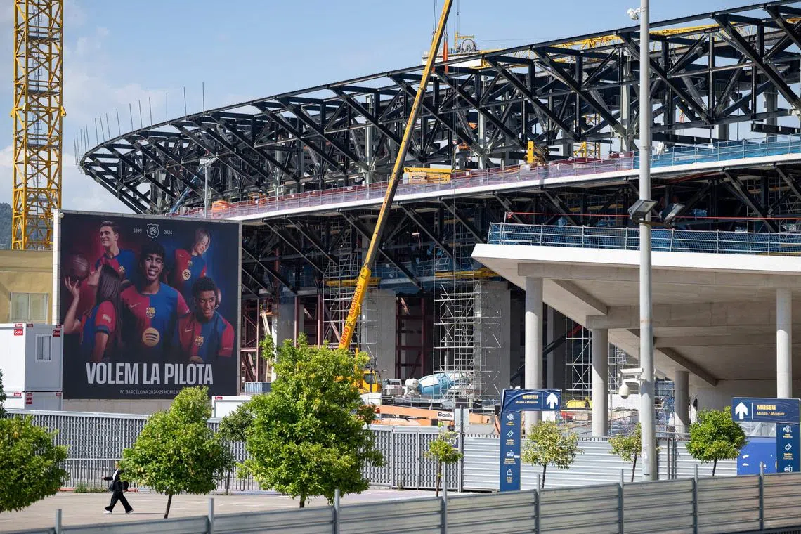 A general view shows the construction site of the Camp Nou Stadium in Barcelona.