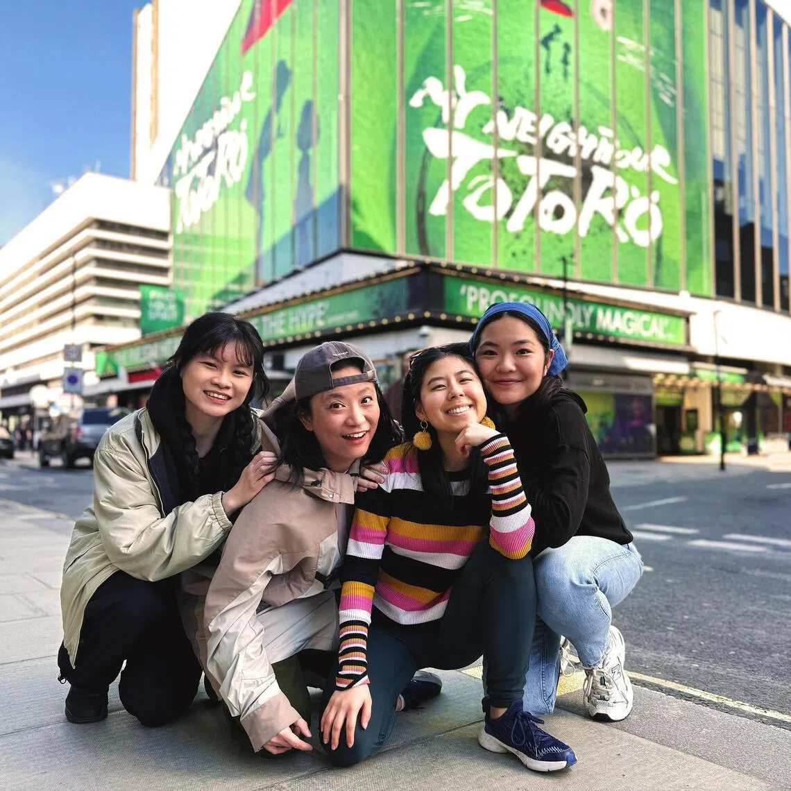 Singaporeans part of My Neighbour Totoro’s West End debut: (from left) assistant stage manager Alicia Quah, puppeteer Amber Lin, lead actresses Victoria Chen and Rachel Clare Chan. 