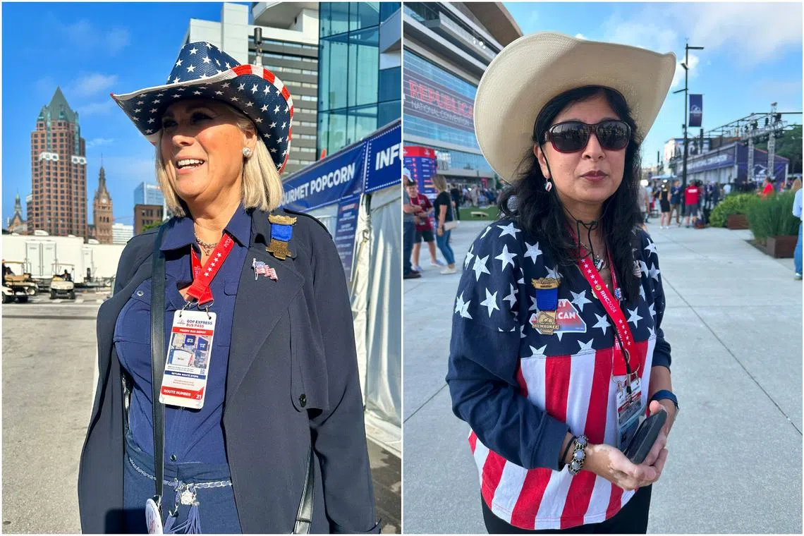 (From left) Ms Stacey Schieffelin, a Republican Party delegate from Texas and Dr Seema Nanda, an eye doctor and Republican delegate from Houston.