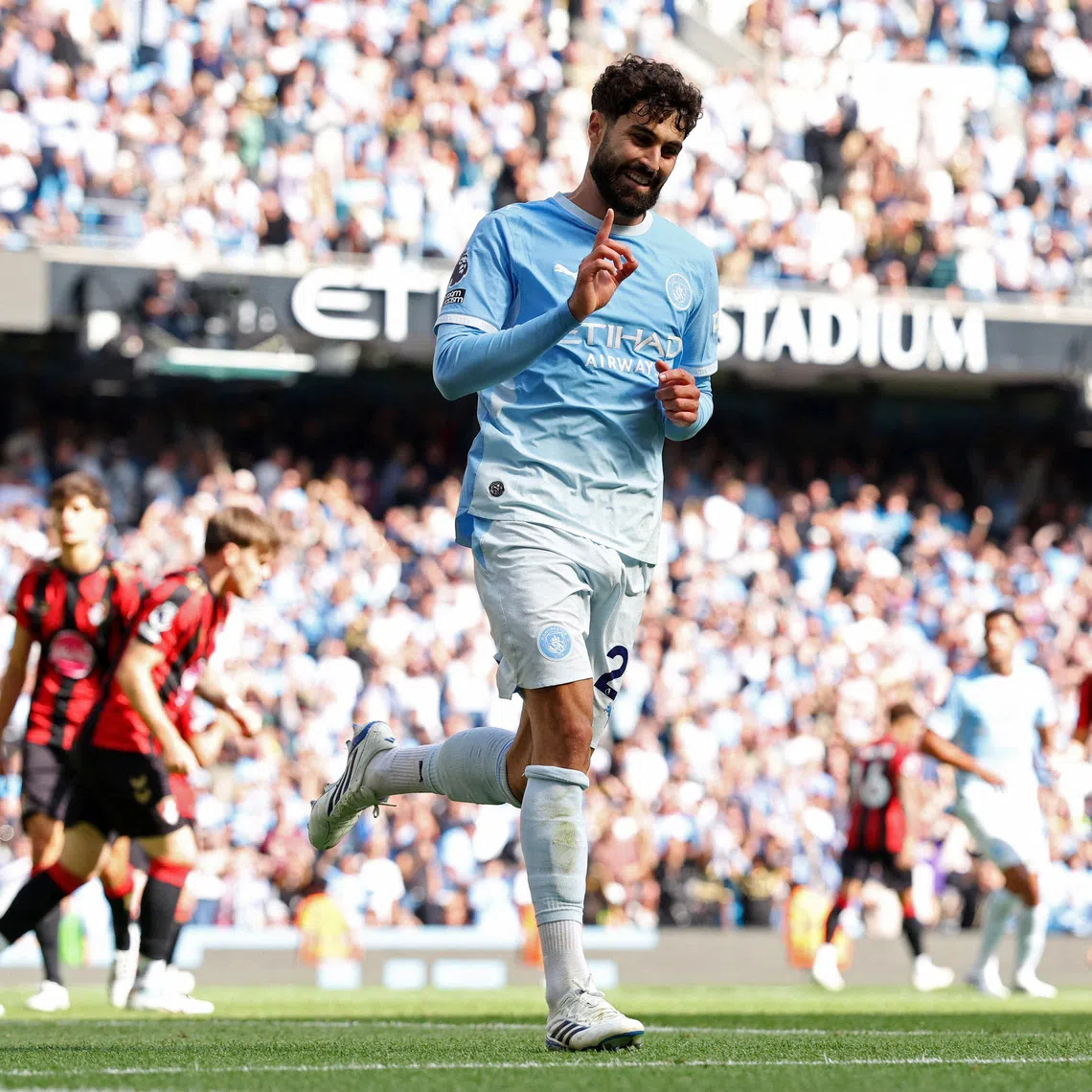 Manchester City’s Josko Gvardiol celebrates scoring their second goal in the 2-1 Premier League win over Bournemouth.