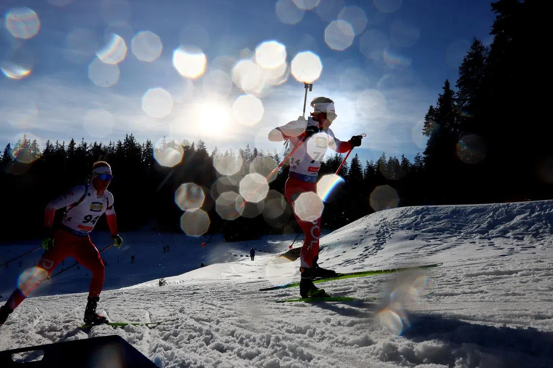 Poland's Jan Gunka in action during the men's 20km Individual event of the Biathlon World Championships  held in Lenzerheide, Switzerland, on Feb 19, 2025.