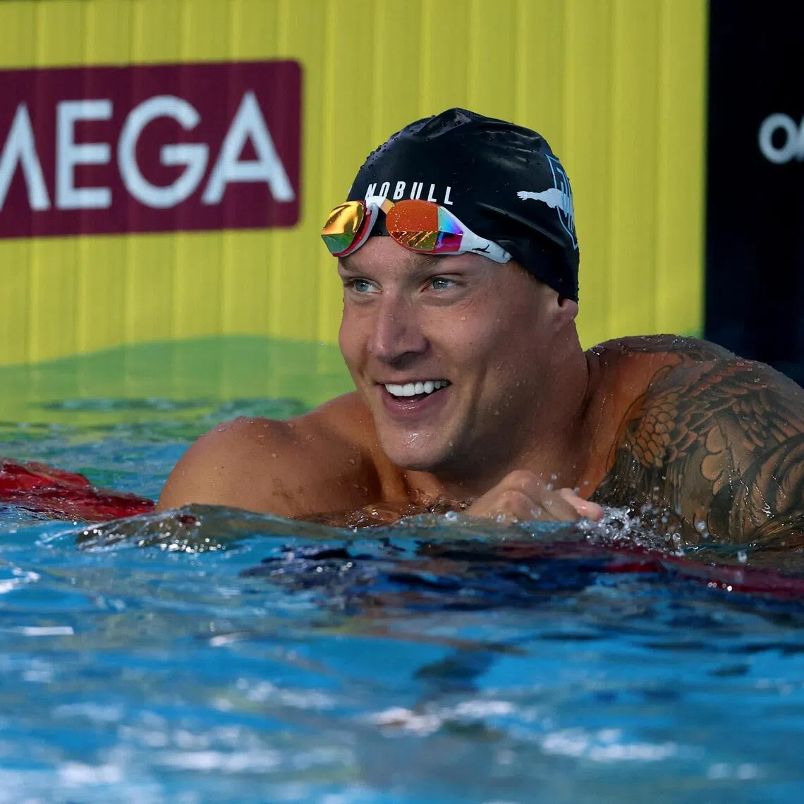 A happy Caeleb Dressel after winning the 50m freestyle final on the final day of US National Championships in Irvine, California on Aug 1.