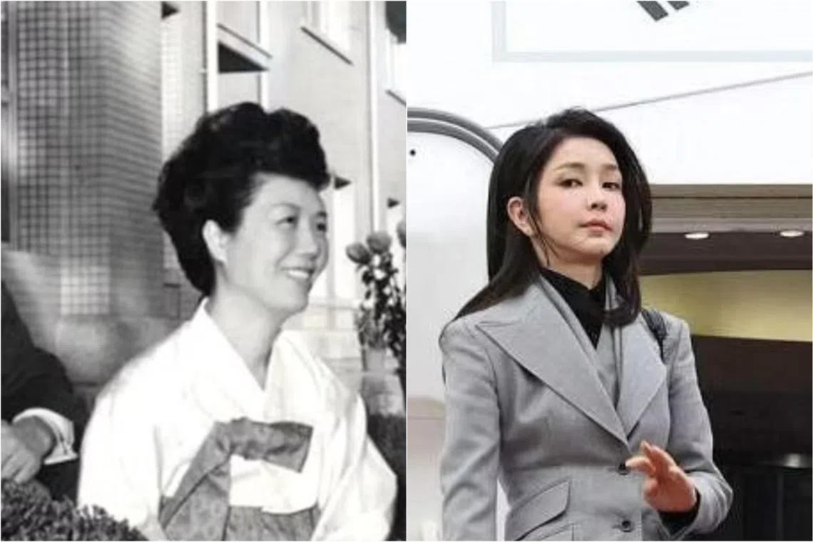 Former First Lady Yuk Young-soo (left) is terribly missed in view of the “growing risks” posed by the current First Lady Kim Keon-hee.