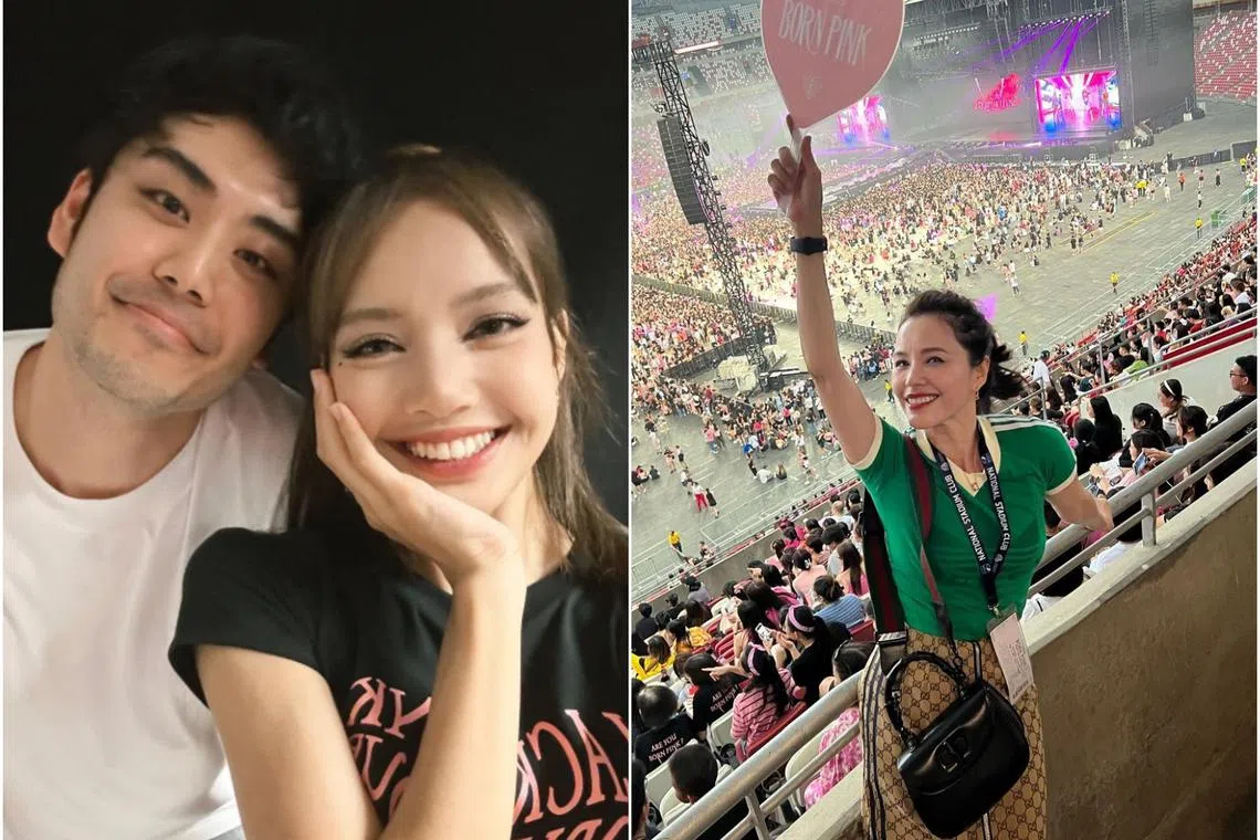 Leonard Lim (left) shared a snap of himself with Lisa and local actress Zoe Tay spent her Mother's Day at Blackpink's concert.