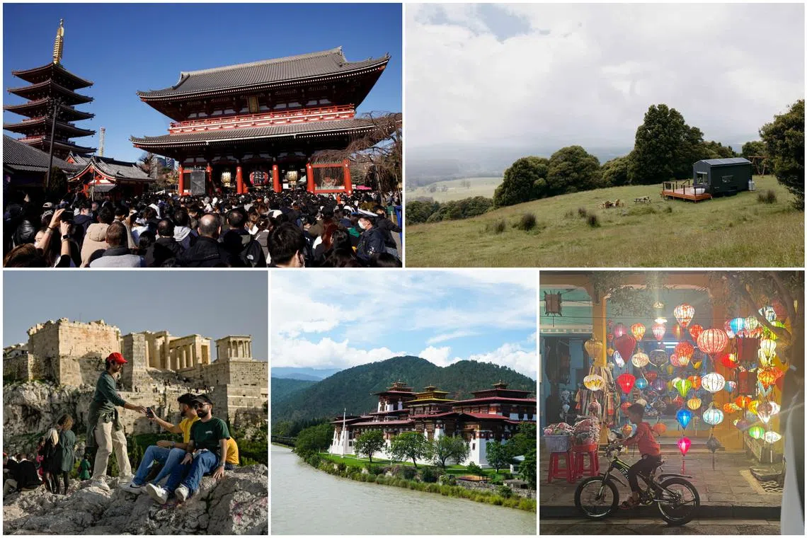 (Clockwise from top left) Japan, Australia, Vietnam, Bhutan and Greece are among the destinations that should be on your to-go list in 2023.