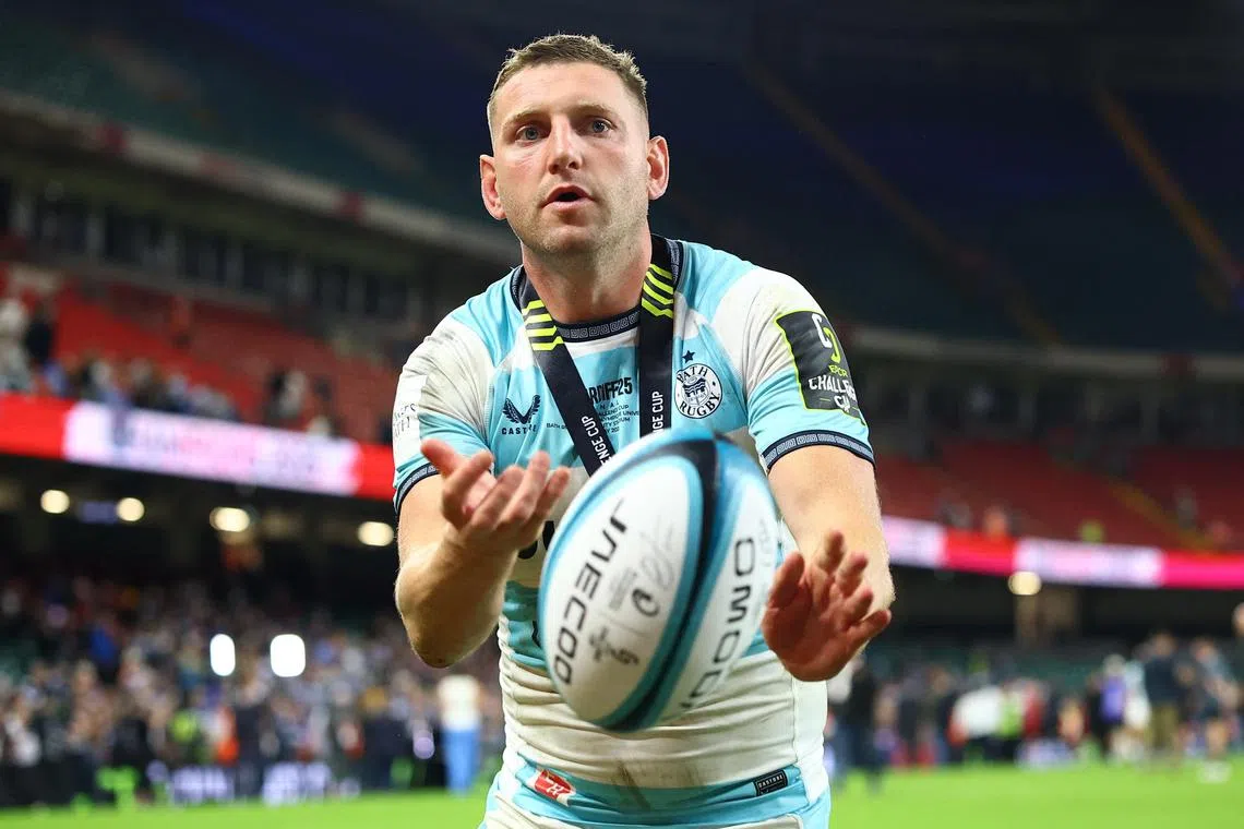 Bath Rugby fly-half Finn Russell celebrates after winning the European Challenge Cup on May 23. The Scot is in line to be the chief playmaker for the British and Irish Lions for their tour of Australia.