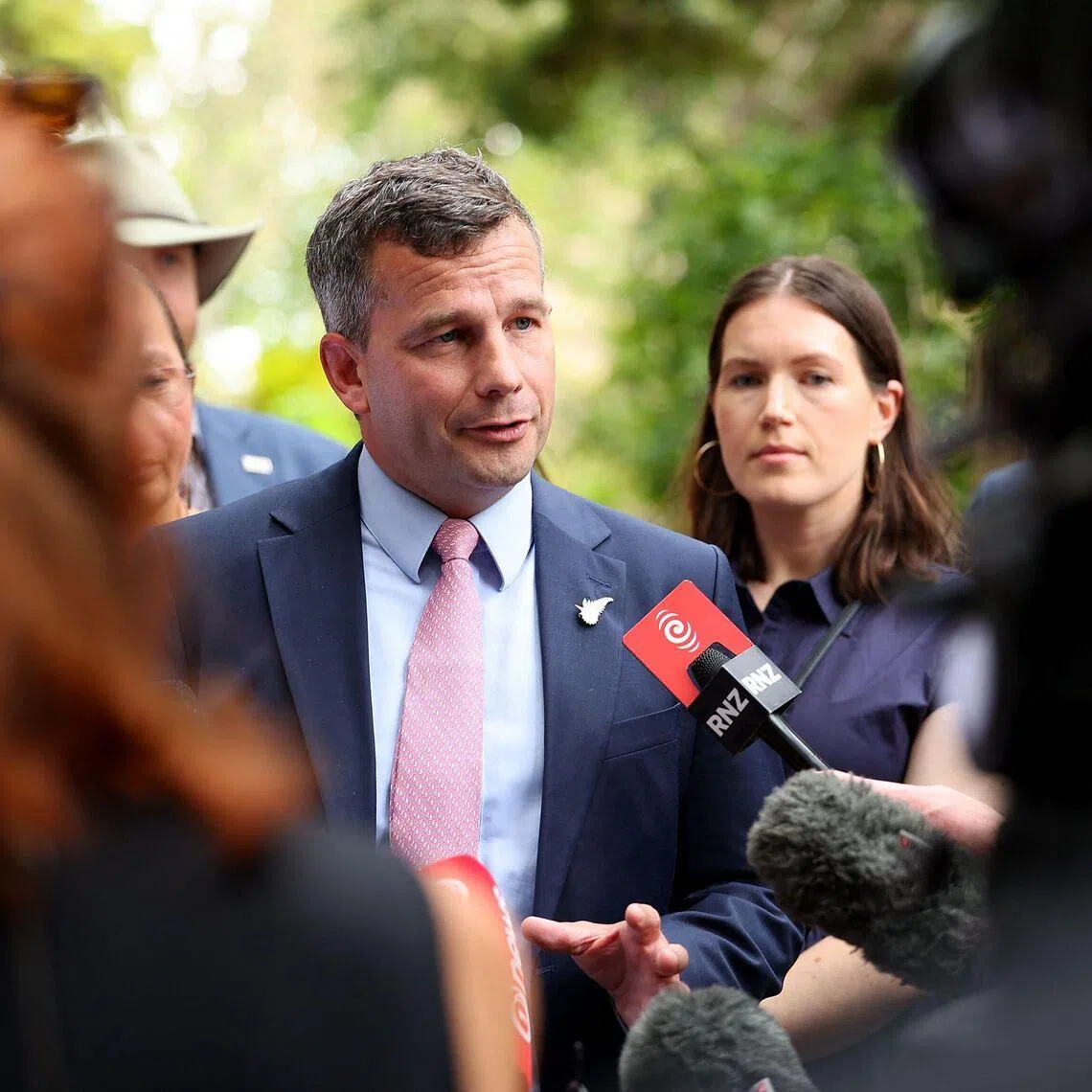 New Zealand Deputy Prime Minister David Seymour speaks to the media during a ceremony to commemorate Waitangi Day on Feb 5. 