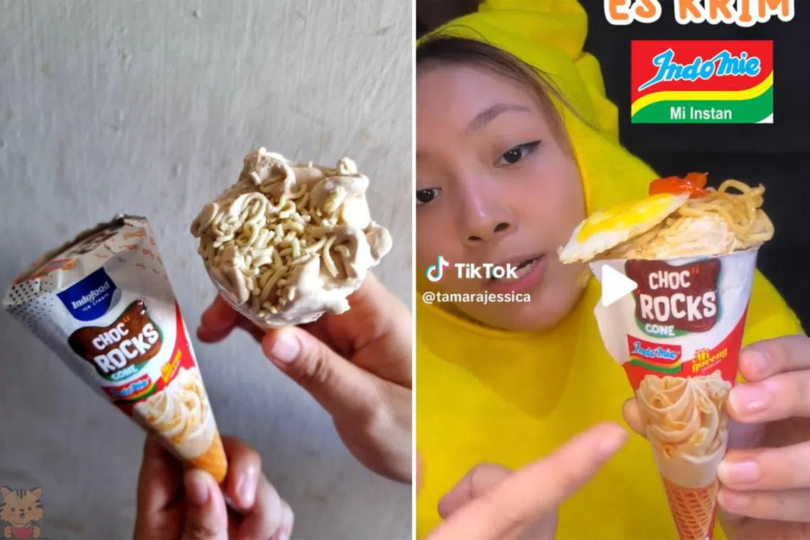 Indofood, one of Indonesia's biggest food manufacturers, has introduced a "limited edition" ice cream topped with Indomie instant noodle.