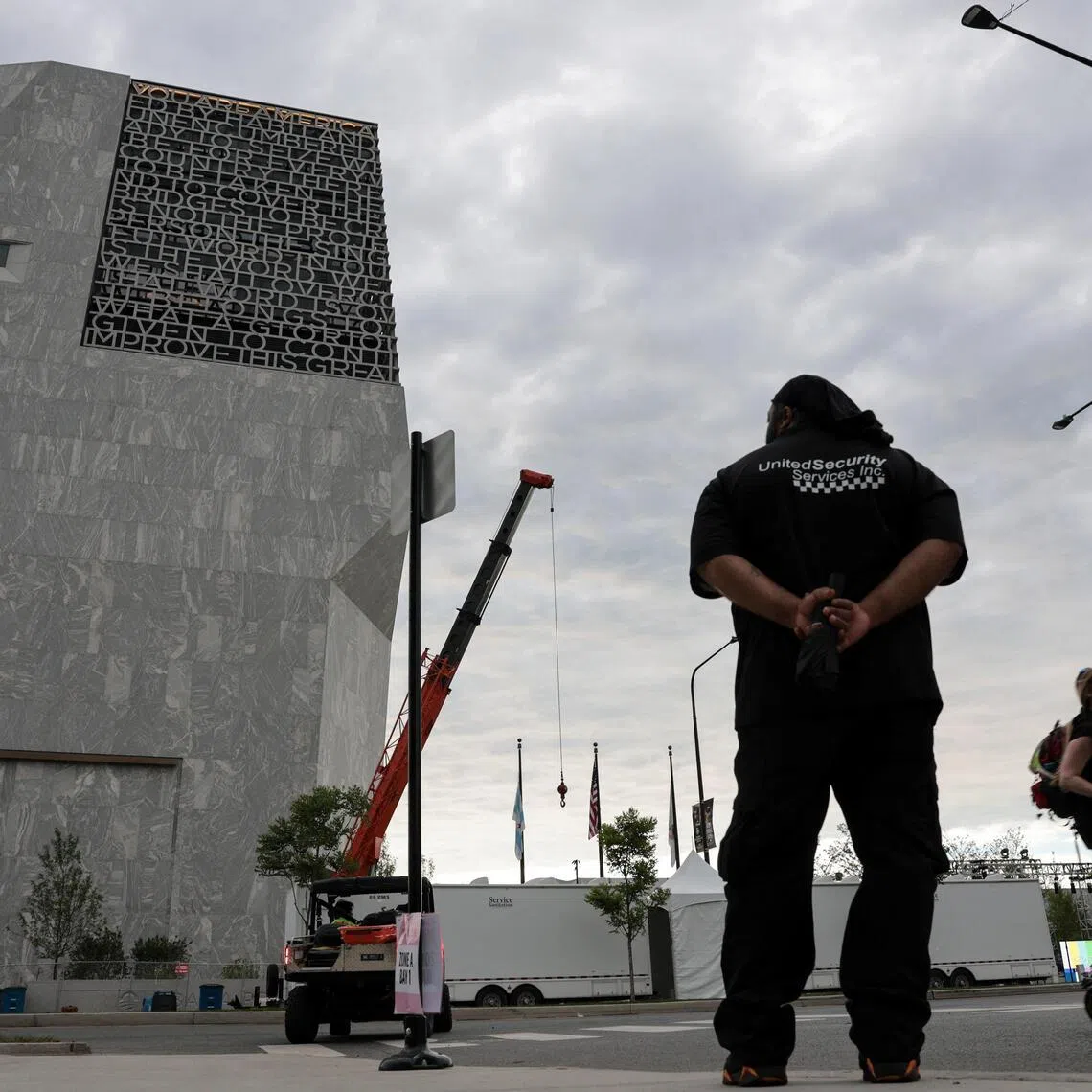 An eight-storey, irregularly shaped granite-clad tower – nicknamed the Obamalisk – houses the Obama Presidential Center museum.
