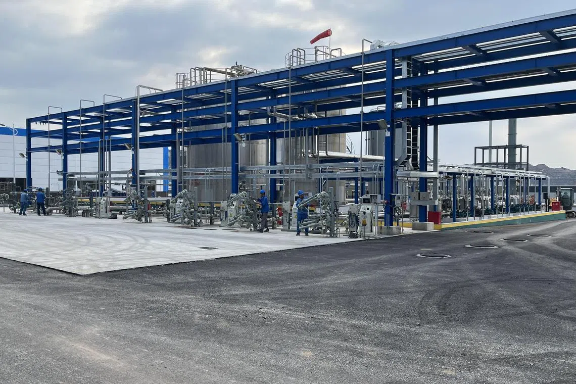 Workers at a new factory in Zibo, China, that makes rare earth catalysts for pollution-control equipment in gasoline-powered cars, on Sept 12, 2024. Already the dominant producer of rare minerals, Beijing is using export restrictions and its power over state-owned companies to further control access. 