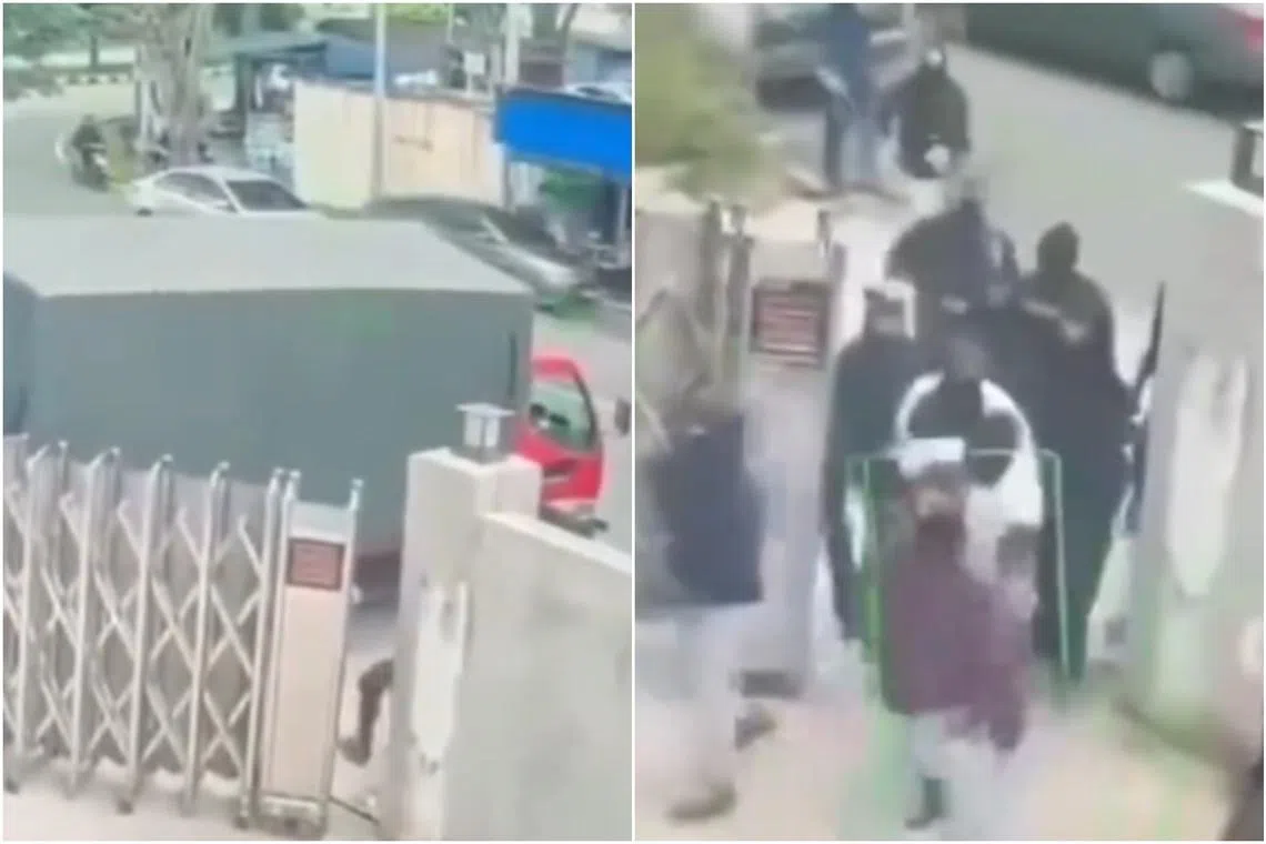 The incident came to light following a minute-long video that went viral, showing the group charging into the premises.