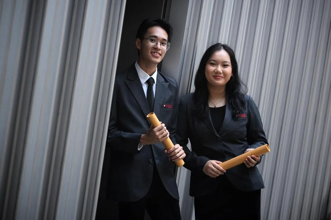 Mr Luke Quek, 20, and Ms  Ayuni Nur Izyanti Md Zuraimi, 19, are recipients of the National Youth Achievement Award (NYAA) gold award.