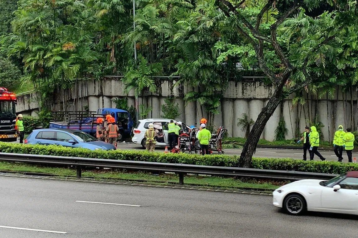 The police said they were alerted to an accident involving a lorry and a car along CTE towards Ayer Rajah Expressway (AYE) at about 11.20am.