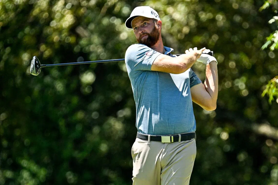 Aug 17, 2024; Memphis, Tennessee, USA; Chris Kirk plays his shot from the seventh tee during the third round of the FedEx St. Jude Championship golf tournament at TPC Southwind. Mandatory Credit: Steve Roberts-USA TODAY Sports/ File Photo