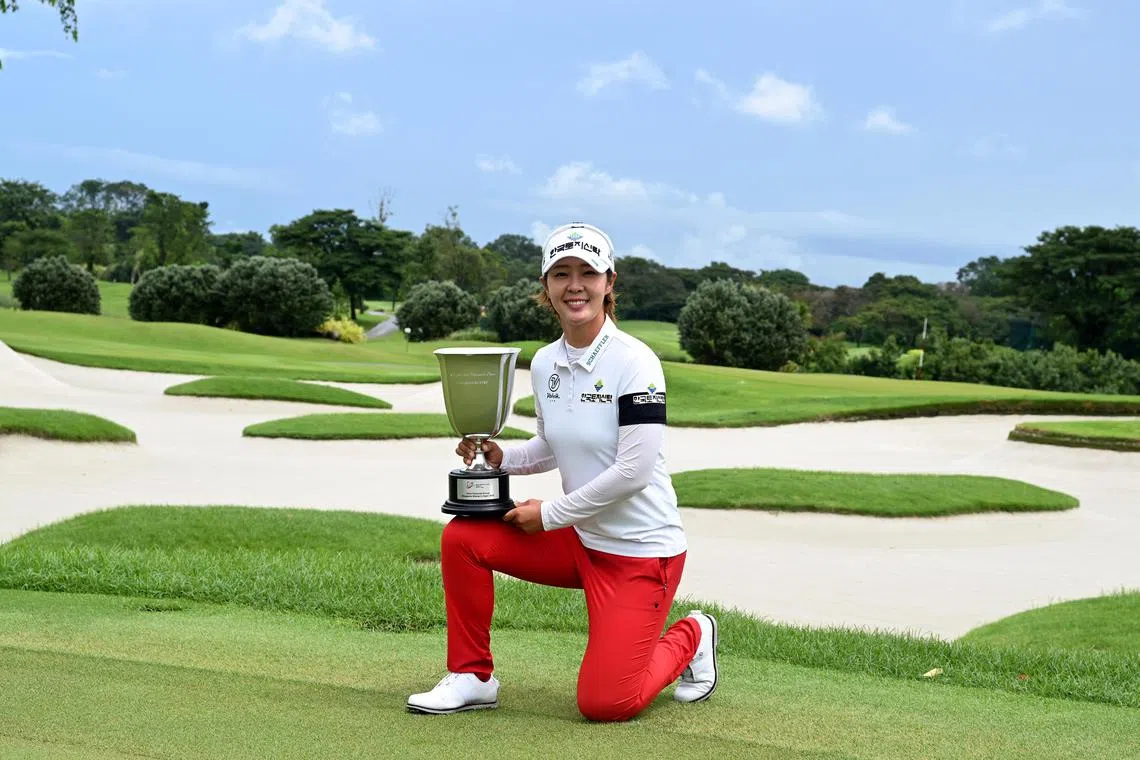 South Korea's Park Ji-young was declared the winner of the Hana Financial Group Singapore Women’s Open golf tournament after the third and final round was cancelled due to inclement weather on December 11, 2022.
