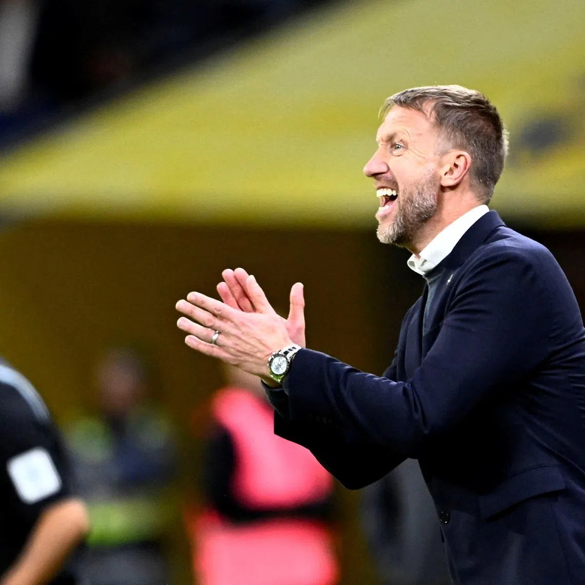Soccer Football - FIFA World Cup - UEFA Qualifiers - Group B - Sweden v Slovenia - Strawberry Arena, Stockholm, Sweden - November 18, 2025 Sweden coach Graham Potter reacts. Pontus Lundahl/TT News Agency via REUTERS