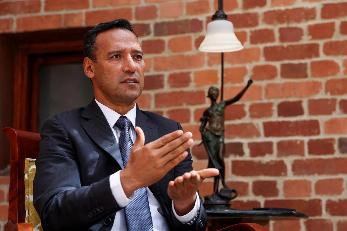 Colombian Minister of Defense, Pedro Sanchez, speaks during a interview with Reuters in Bogota, Colombia March 16, 2025. REUTERS/Luisa Gonzalez