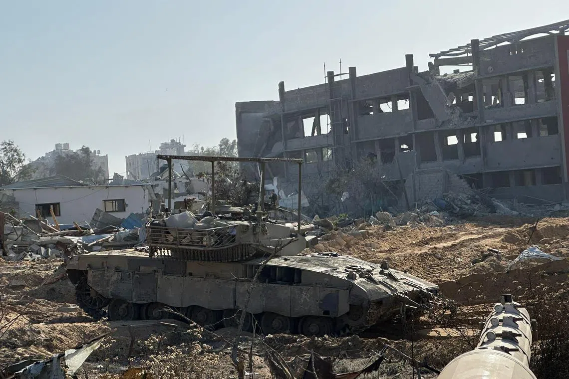 Israeli troops during operations in northern Gaza, amid continuing battles between Israel and the Palestinian militant group Hamas.