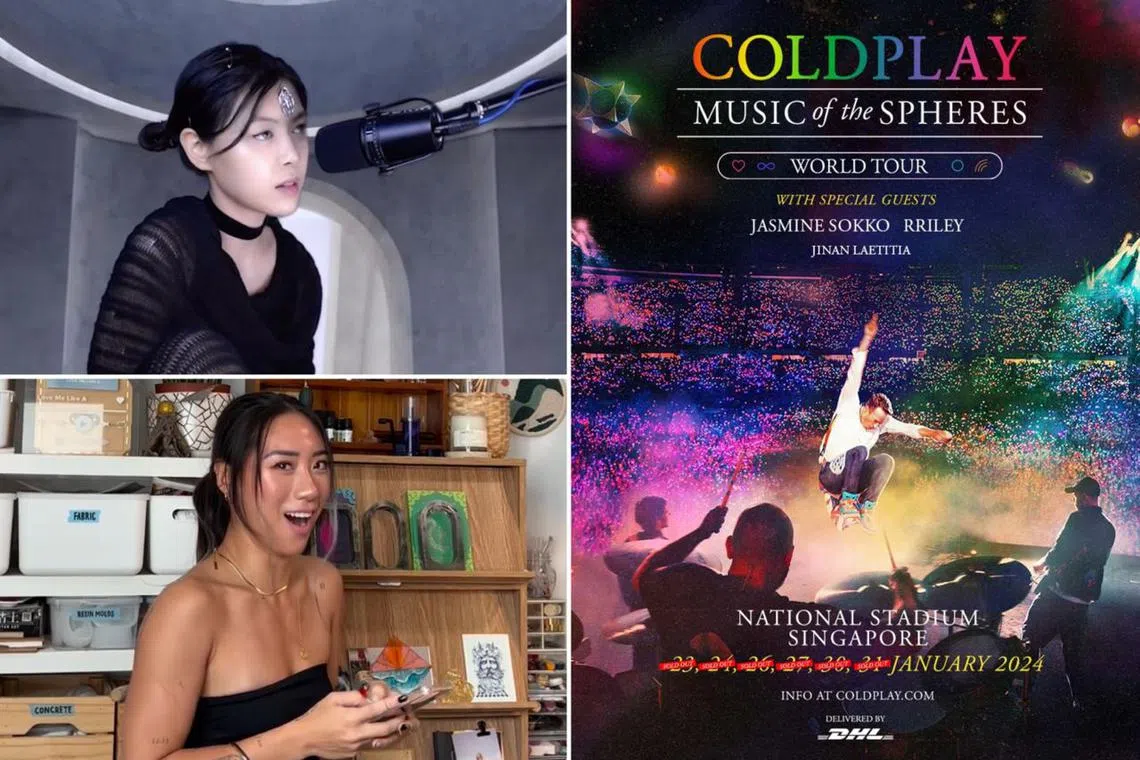 Jasmine Sokko (left) and Rriley (right) will be joined by Indonesian singer Jinan Laetitia as special guests at Coldplay's Singapore concerts.
